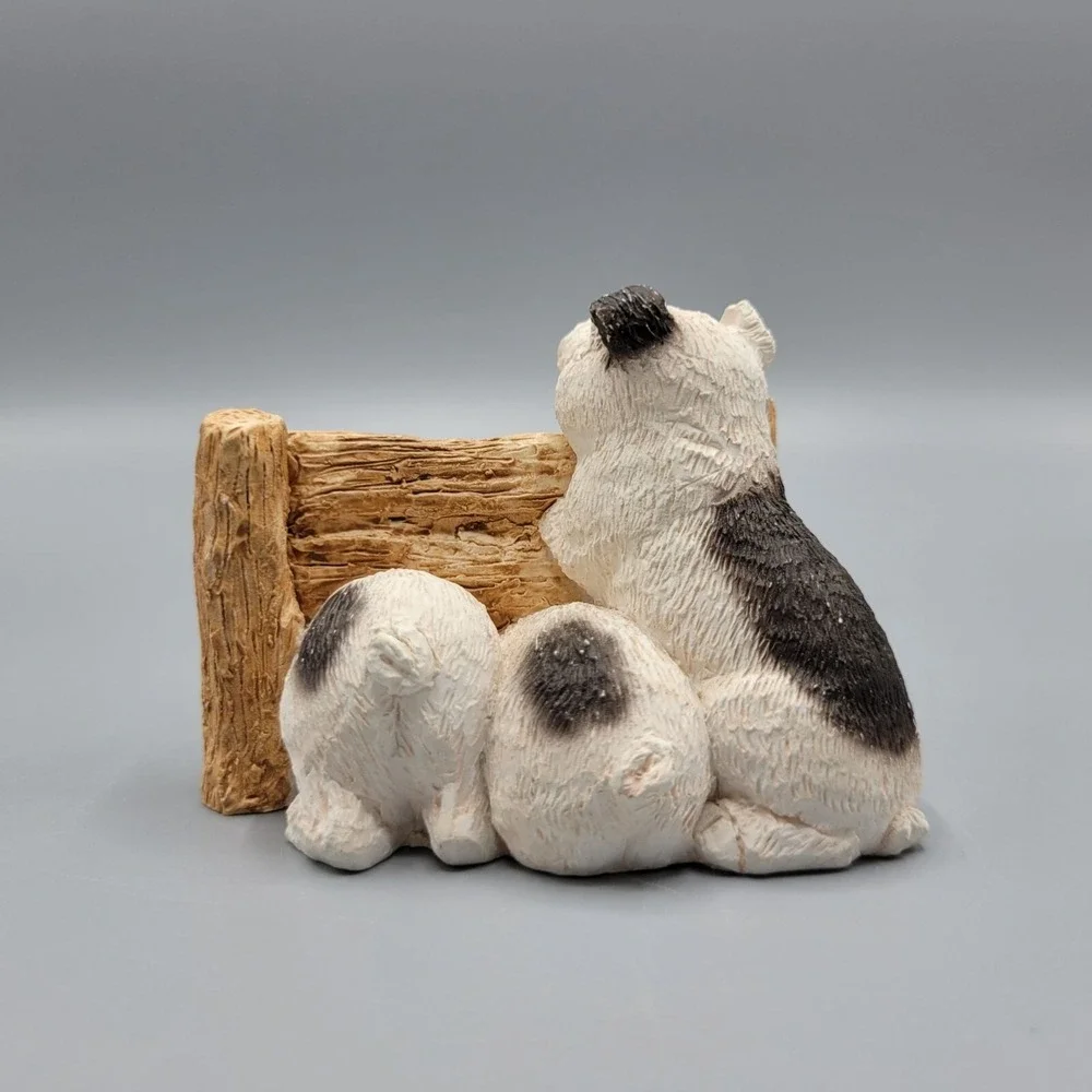 Three Little Pigs In Fence Figurine Farm House Shelf Decor Resin